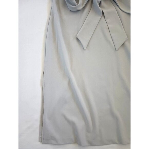 Alexia Admor Ricki Midi Dress Size L Gray Tie Dolman Sleeve Side Slits Scuba - Picture 9 of 16